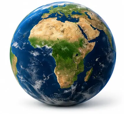 Globe centered on Africa